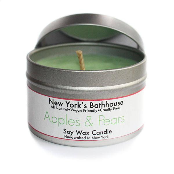 Apples & Pears Soy Wax Tin Candle - New York's Bathhouse